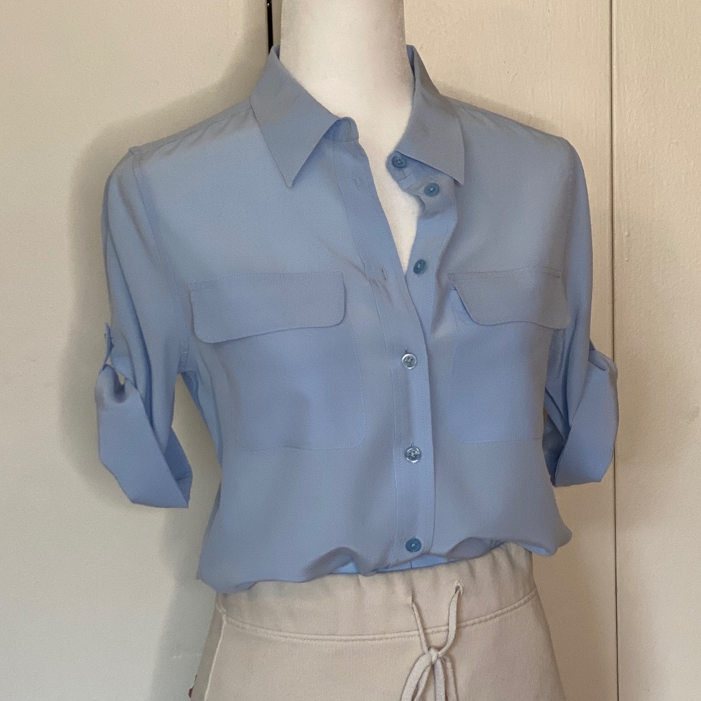Equipment blue silk blouse, XS